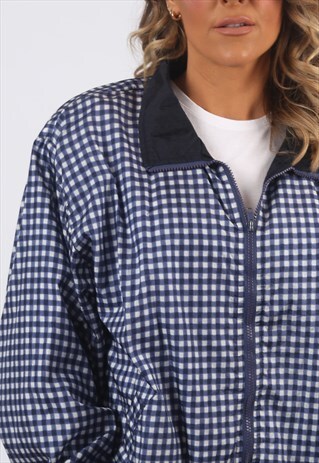 SHELL JACKET BOMBER CHECKED OVERSIZED VINTAGE UK 14 (HH2C)
