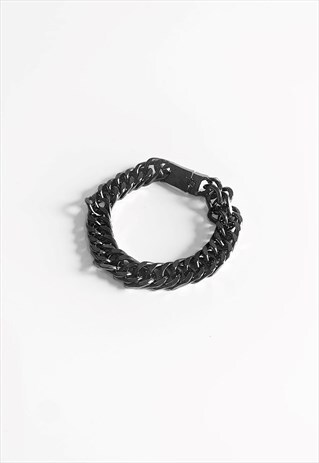 10MM MESH CURB STAINLESS STEEL BRACELET - BLACK