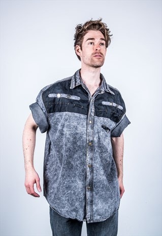 VINTAGE 1990S GREY DENIM SHIRT