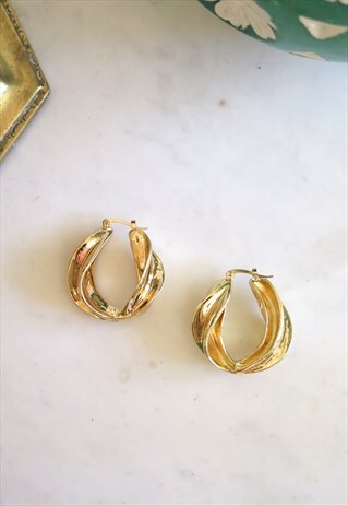 GOLD CHUNKY TWIST HOOP EARRINGS