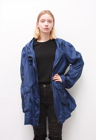 VINTAGE 90' COOL BLUE WINDCHEATER JACKET WITH HOOD