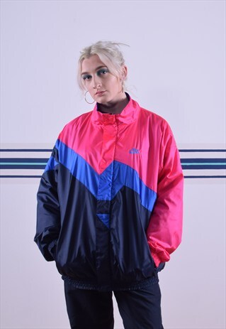 PINK, BLUE AND BLACK EMBROIDERED WINDBREAKER