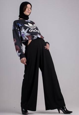HIGH WAISTED BLACK LOOSE TROUSERS