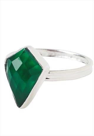 GREEN ONYX 'KITE' STERLING SILVER ADJUSTABLE RING
