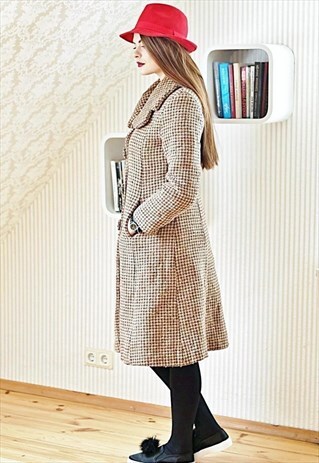 VINTAGE ITALIAN BROWN CHECKED COAT