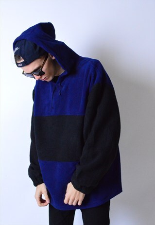 VINTAGE 90S COLOUR BLOCK FLEECE HOODIE