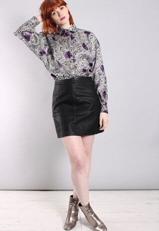 VINTAGE 80S SATIN PATTERNED BLOUSE