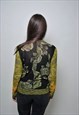 Y2K FASHION BLOUSE, VINTAGE ZIP UP LONG SLEEVE TOP 