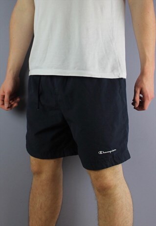 VINTAGE CHAMPION SHORTS IN NAVY WITH POCKETS, PRINTING AND D