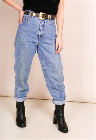 VINTAGE 90S HIGH WAISTED BLUE MOM JEANS