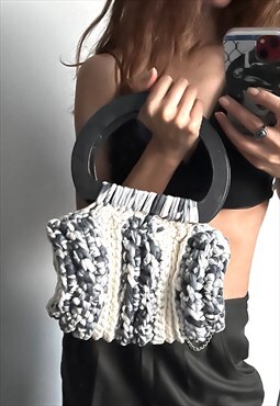 Chunky Knit Mod Stylish Amazing Cute Top Hanlde Bag