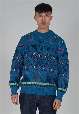 VINTAGE RARE 80S KAPPA GEOMETRIC PRINT SPORT JUMPER