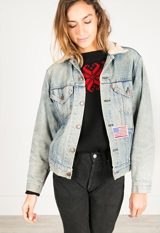 VINTAGE 80S LEVI'S PATCHED DENIM JACKET / R0979