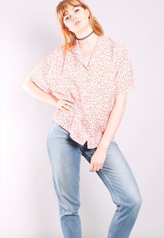 VINTAGE 60S LEAF PRINT LOOSE FIT BLOUSE
