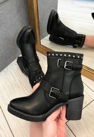 BLACK HEELED ANKLE BOOTS