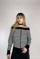 VINTAGE 00S GRUNGE STRIPED BOAT NECK ZIP UP CARDIGAN 
