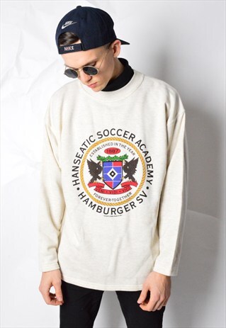 VINTAGE 90S BEIGE DROP SHOULDER FOOTBALL SWEATSHIRT