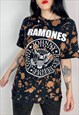 REWORKED RAMONES BLEACHED DISTRESSED BAND SHIRT SIZE MEDIUM