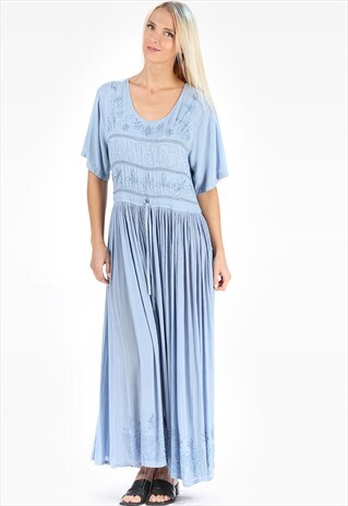 GRUNGE EMBROIDERED MAXI DRESS GAUZE