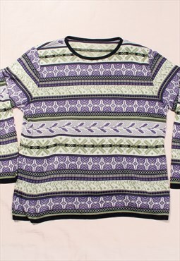 Vintage Knit Jumper 80s Glam Ugly Sweater in Purple