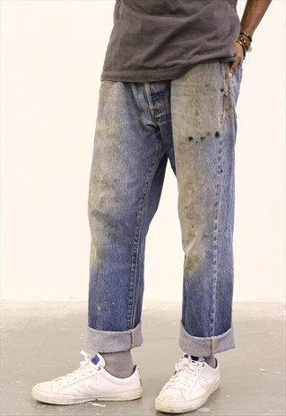 LEVI'S VINTAGE BLUE DENIM PAINT 501 JEANS