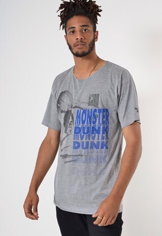 VINTAGE SHAQ MONSTER DUNK 90'S GRAPHIC PRINT T-SHIRT GREY