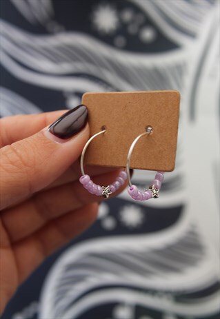 LILAC BEAD & STAR HOOPS