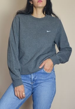 Vintage Nike Sweatshirt Jumper w Logo Front Grey