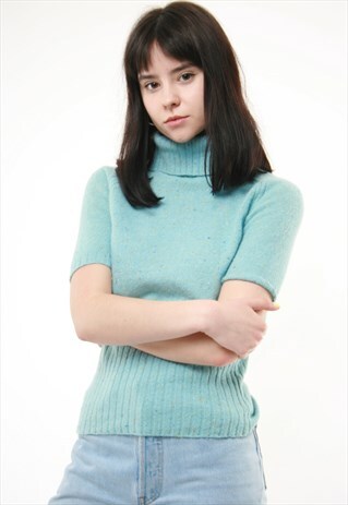 90S VINTAGE TURTLE NECK SHORT SLEEVED TOP 491