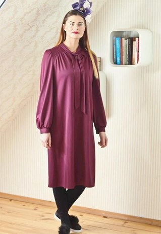 PURPLE VINTAGE NECK TIE DRESS