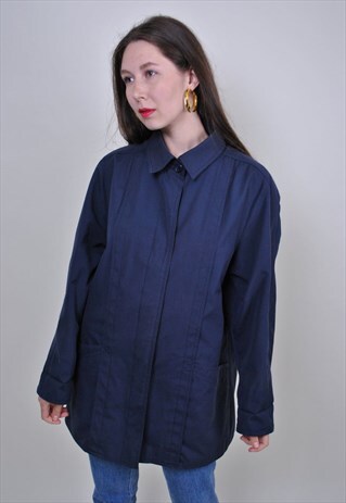 80S COLLARED LONG SPRING JACKET, SIZE L