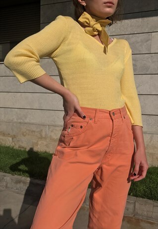 70S YELLOW V CUT TOP