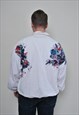 WHITE COLOR SPORT WEAR JACKET, 90S PATTERNED FESTIVAL JACKET