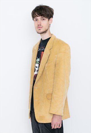 VINTAGE CORDUROY LIGHT BROWN RETRO SUIT JACKET