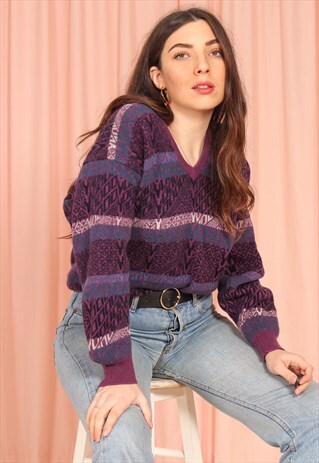 VINTAGE 80S PRINGLE JUMPER IN STRIPE PRINT