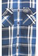 VINTAGE NAVY CHECKED SHIRT - L