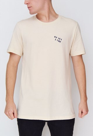 BEIGE OH YES I CAN (NAVY) T-SHIRT