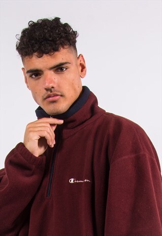 VINTAGE CHAMPION FLEECE THICK WARM 1/4 ZIP