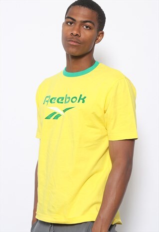 VINTAGE REEBOK BIG LOGO T-SHIRT YELLOW