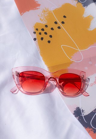 Transparent Pink Dish Cat Eye Sunglasses