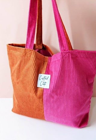 PINK AND ORANGE CORD WEEKEND TOTE BAG