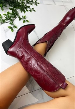 Cowboy boots Burgundy western cowgirl boots