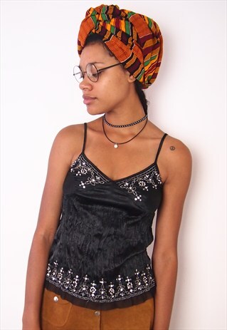 BLACK TANK TOP WITH EMBROIDERY