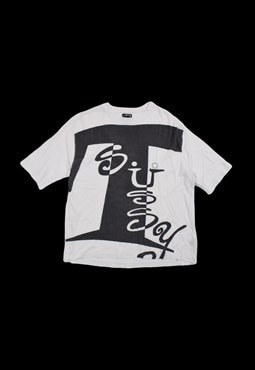 Vintage 00s Stussy Spellout Logo T-Shirt in White