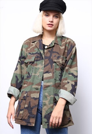 VINTAGE GREEN ARMY CAMO JACKET