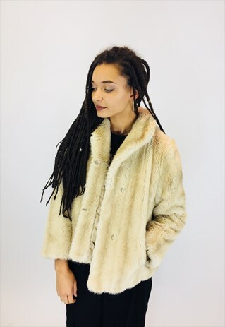 VINTAGE 80S FAUX FUR COAT