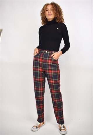 VINTAGE 90S RED TARTAN TROUSERS
