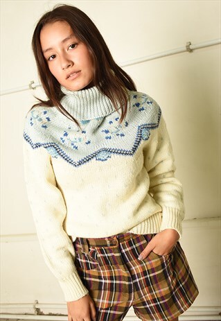 Y2K ICELANDIC FAIRISLE TURTLENECK KNIT PARIS CHIC JUMPER
