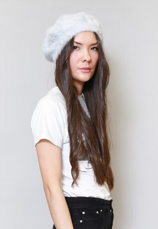 VINTAGE STYLE SOFT GREY WOOL BERET