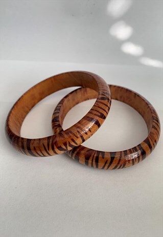Zebra Skin Twin Wooden Bracelets Boho Indian Bangle Zebra Skin Twin Wooden Bracelets Boho Indian Bangle